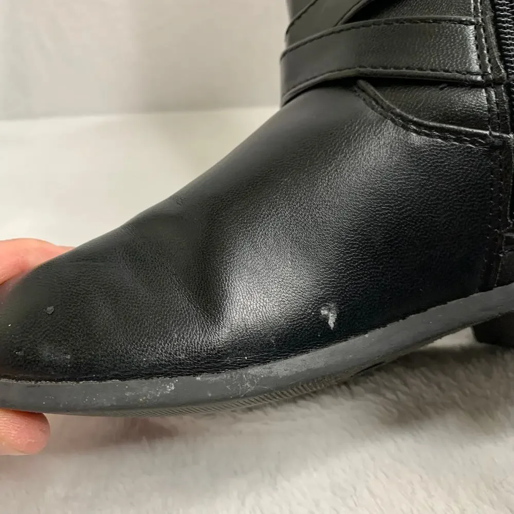 Unbranded 3M Samantha Black Faux Leather Boots Winter Youth Sz 3 Girls Winter
